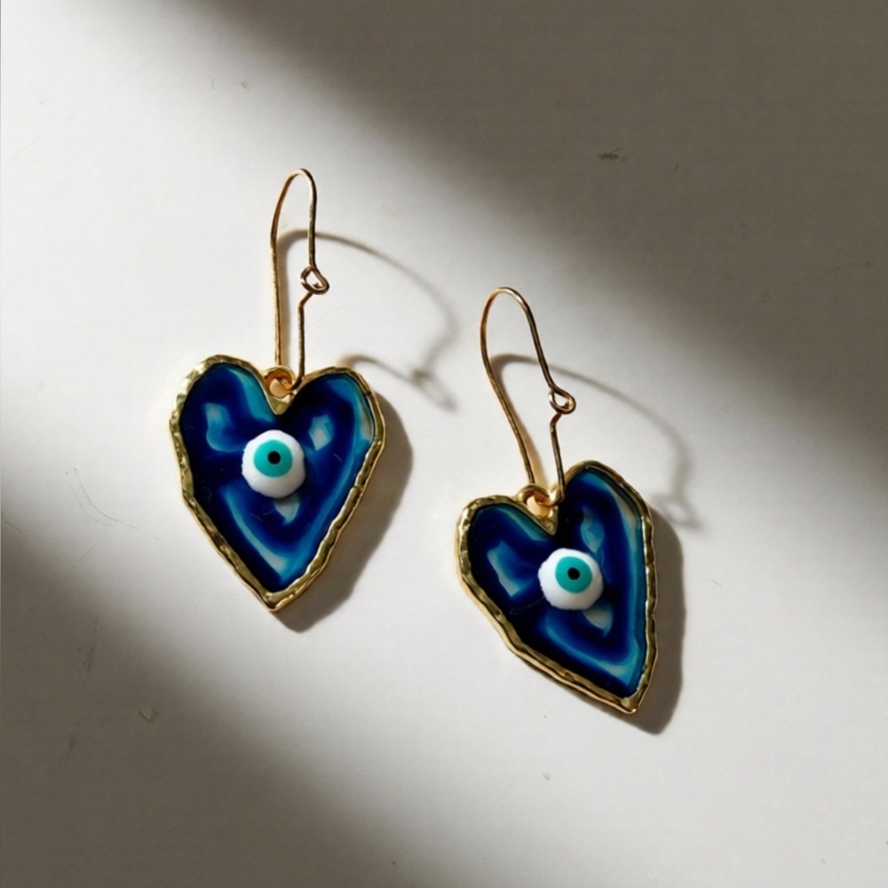 Chic Heart-Shaped Evil Eye Earrings